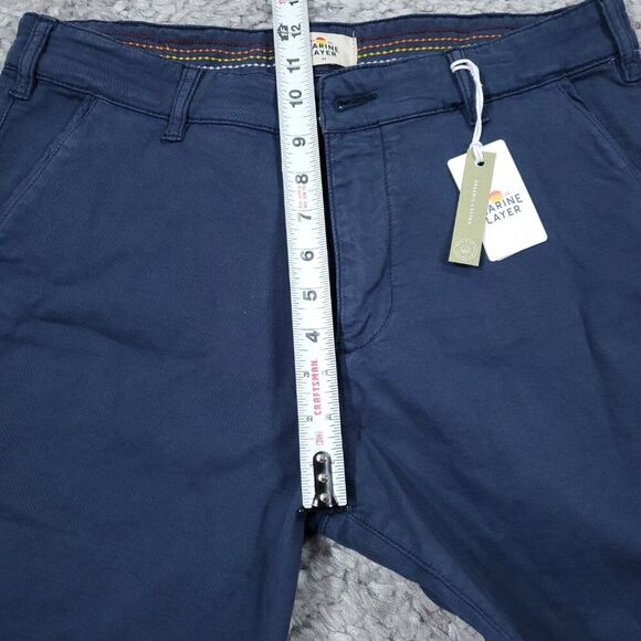 Marine Layer Chino Walk Shorts Men's Size 32 Navy Blue Stretch Organic Cotton - Picture 10 of 10